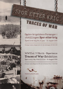Plakat av utstillingen Spor etter krig i Skoganvarre, nedlagt i 2020.