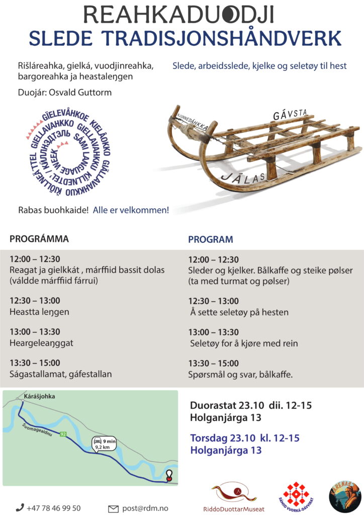 Plakat med invitasjon til slede tradisjonshåndverk arrangementet